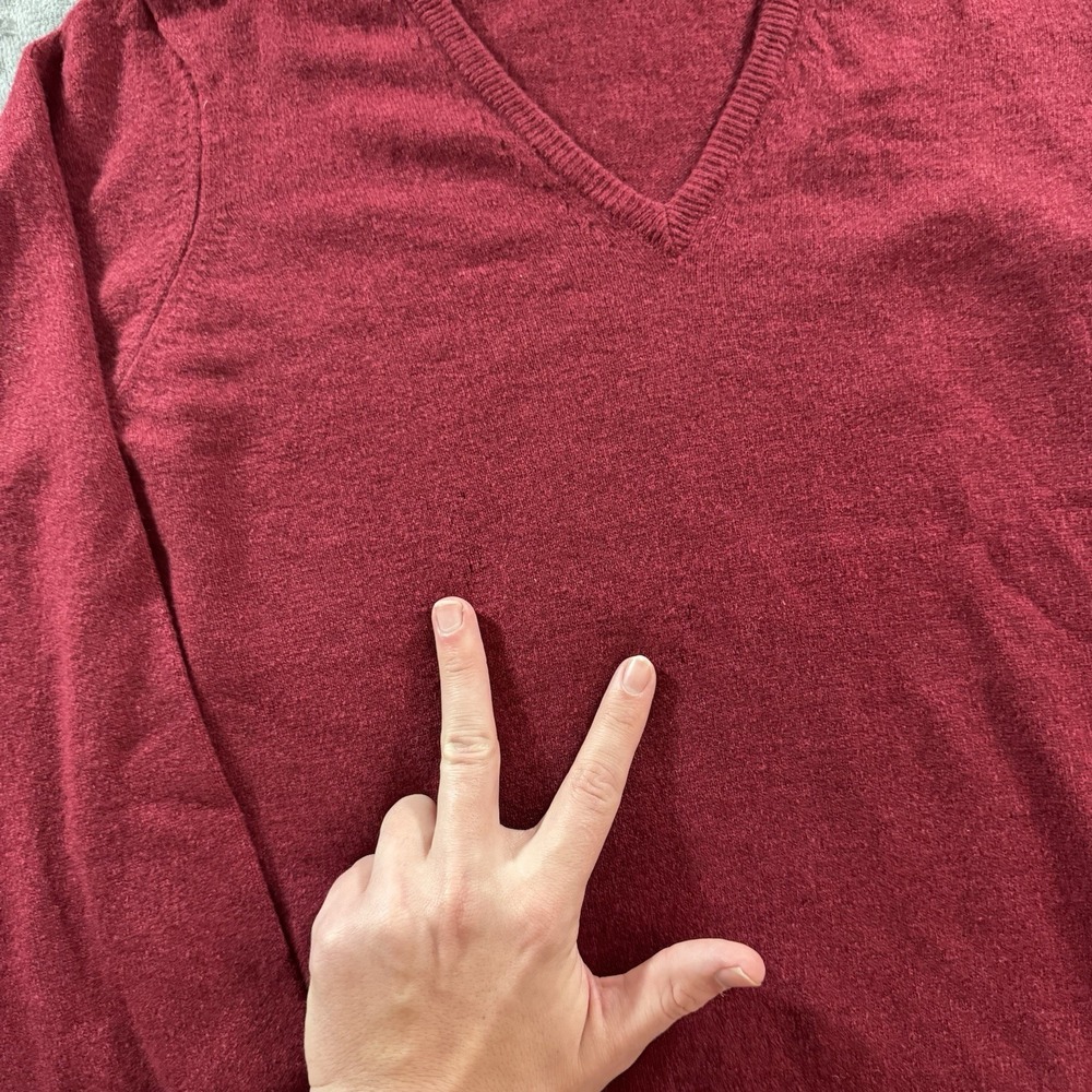 Vintage Jacques de Loux 100% Cashmere Sweater Red V Neck NWT Womens L Mens S USA - Picture 13 of 16
